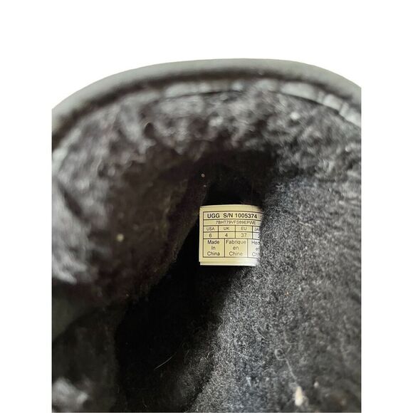 UGG Australia Women Sutter Black Leather Dual Buckle Moto Biker Boots size 6 - Picture 4 of 10